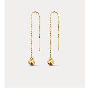 LUV AJ Shell Threader Elegant Gold Spiral Drop Earrings